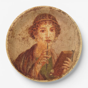Assiettes En Carton Fresco of sappho in Pompeii