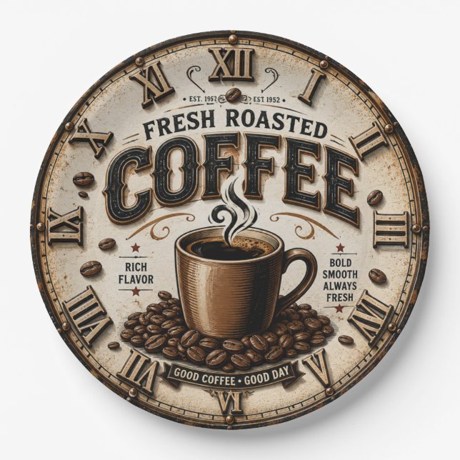 Assiettes En Carton Fresh Roasted Coffee  (Devant)