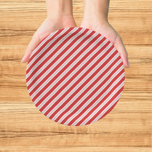 Assiettes En Carton Friandise Bonbon Rayé Noël Rouge Blanc