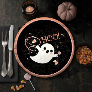 Assiettes En Carton Friandises effrayantes fantômes amicaux BOO ID1325