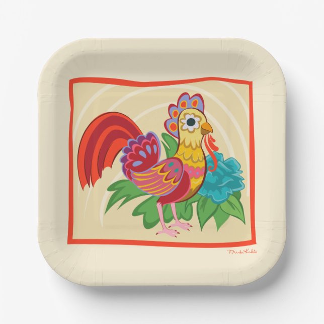 Assiettes En Carton Frida Kahlo Chicken Graphic (Recto)