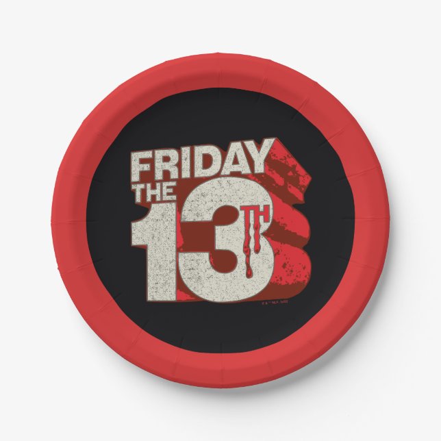 Assiettes En Carton Friday the 13th | Bleeding Stacked 3D Logo (Devant)