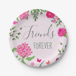 Assiettes En Carton Friends Forever fleurs et papillons lumineux