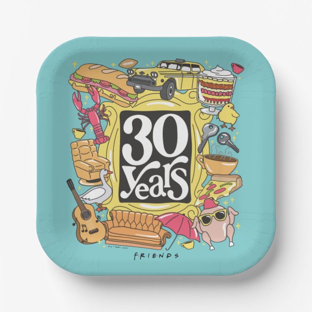 Assiettes En Carton FRIENDS™ | Graphisme 30 ans (Recto)