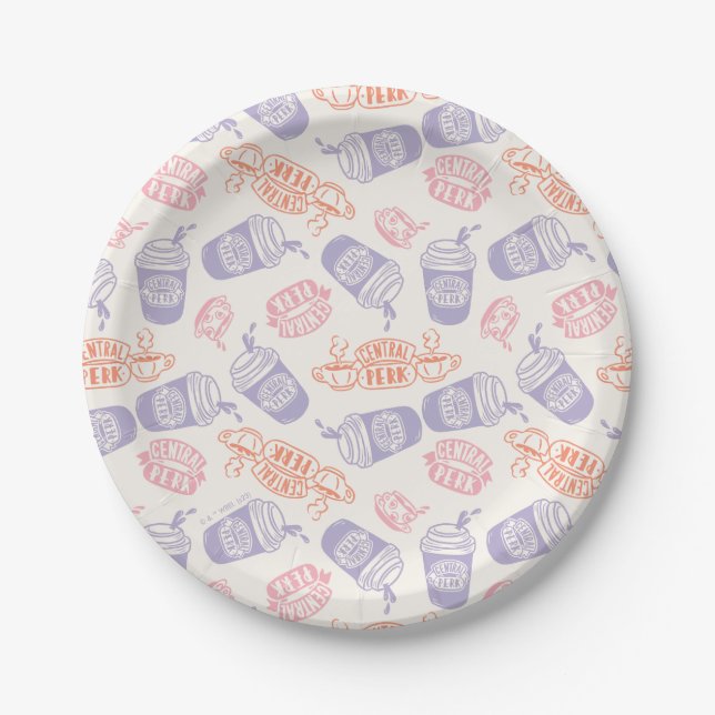 Assiettes En Carton FRIENDS™ | Pastel Central Perk Pattern (Devant)