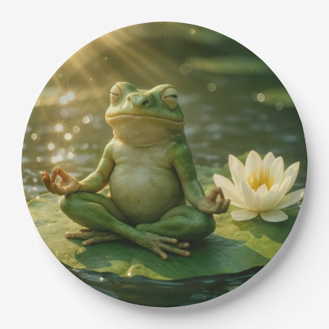 Assiettes En Carton Frog Meditating On a Lily Pad (Devant)