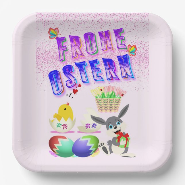 Assiettes En Carton Frohe Ostern (Recto)