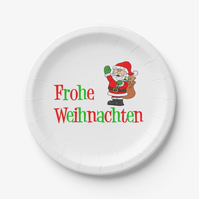 Assiettes En Carton Frohe Weihnachten Allemagne Noël Père Noël (Devant)