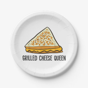 Assiettes En Carton Fromage Grillé Queen Funny Fromage Grillé
