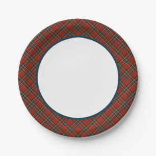 Assiettes En Carton Frontière écossaise rouge de plaid de tartan roy