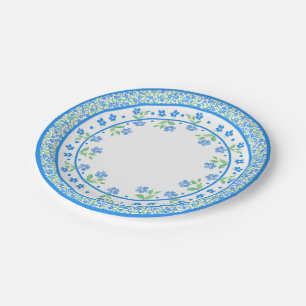Assiettes En Carton Frontière ronde florale de bigorneaux de vert