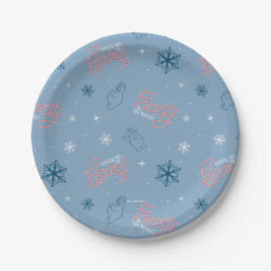 Assiettes En Carton Frosty Snowman Blue Snowflake Motif