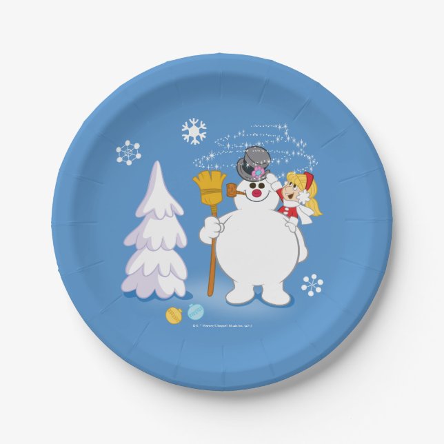 Assiettes En Carton Frosty the Snowman™ | Frosty & Karen Winter Fun (Devant)