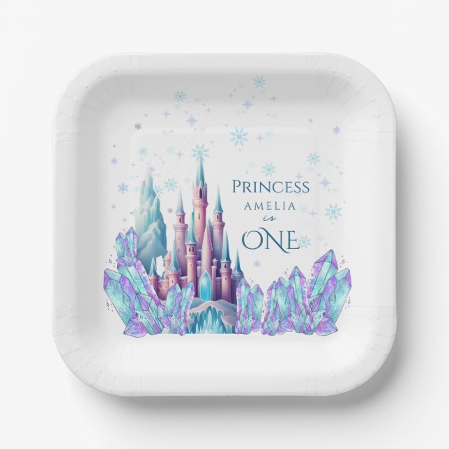 Assiettes En Carton Frozen 1st Birthday Cartoon Castle First Birthday (Recto)