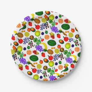 Assiettes En Carton Fruit à main Motif Medley