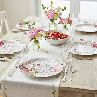 Assiettes En Carton Fruit de l'Esprit floral rose