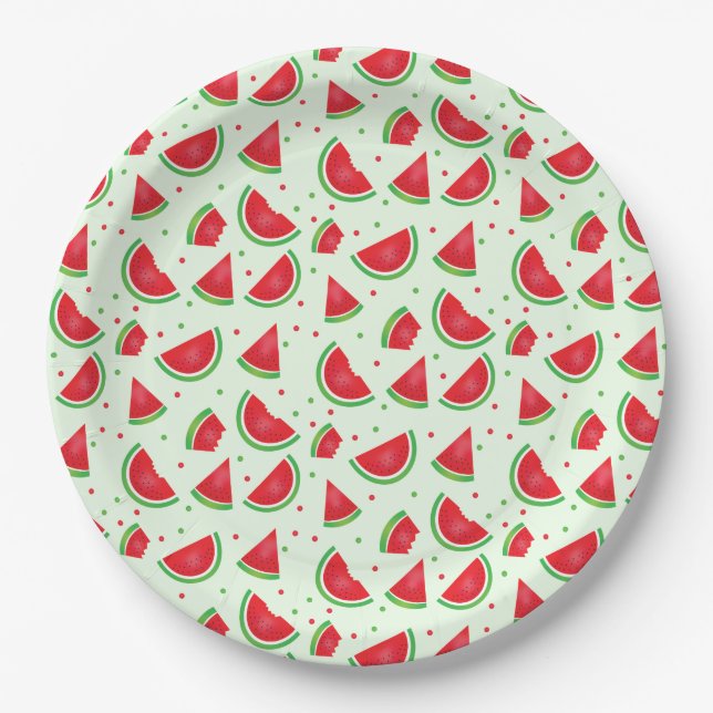 Assiettes En Carton Fruit de melon Motif d'été (Devant)