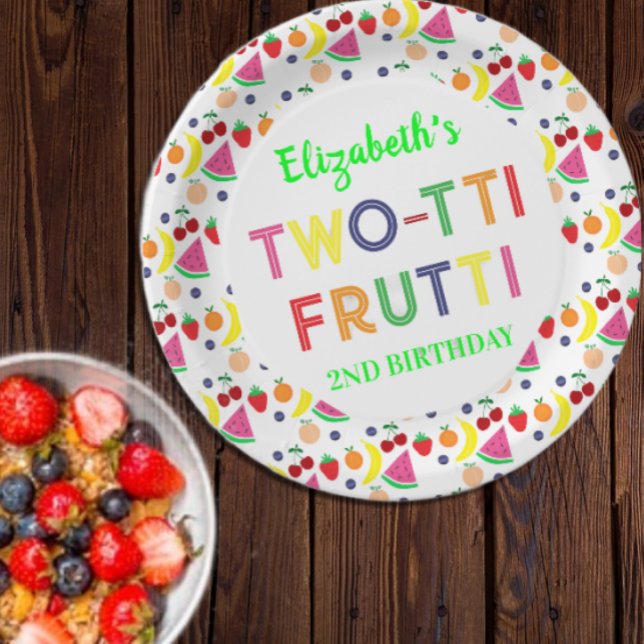 Assiettes En Carton Fruit Deux-tti Frutti 2e anniversaire (Créateur téléchargé)