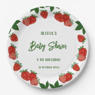 Assiettes En Carton Fruit sucré fraise Fille Baby shower frais