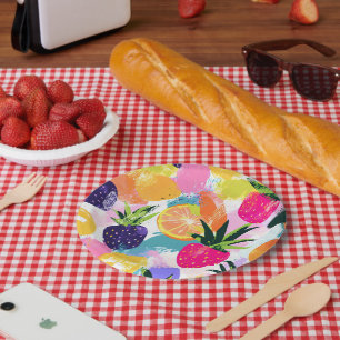 Assiettes En Carton Fruit tropical d'été Fiesta