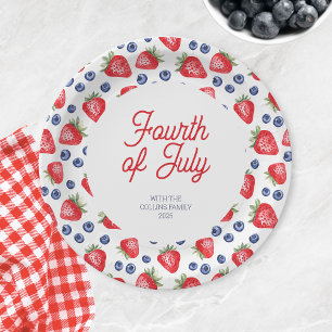 Assiettes En Carton Fruits à l'aquarelle moderne Fête d'été du 4 juill