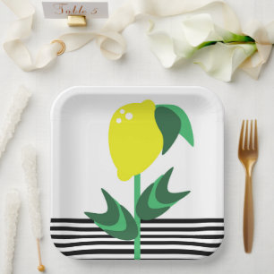 Assiettes En Carton Fruits citron Jardin Plantes Grandes serviettes