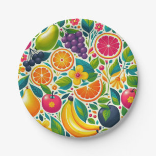 Assiettes En Carton Fruits colorés