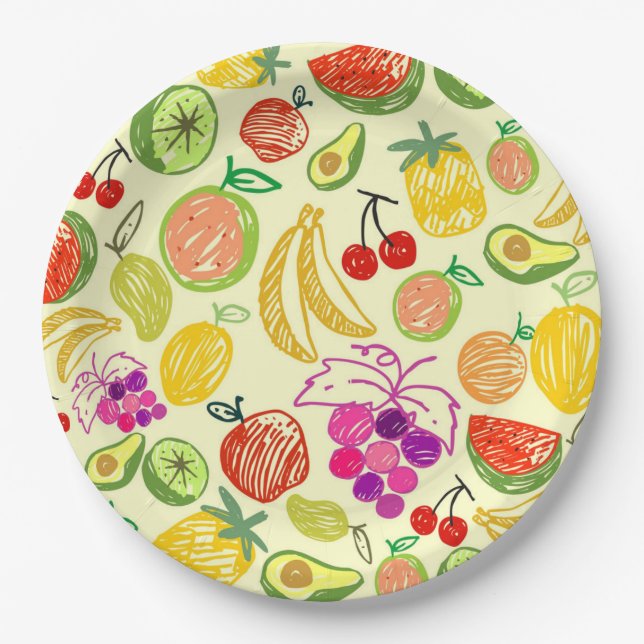 Assiettes En Carton Fruits d'été (Devant)