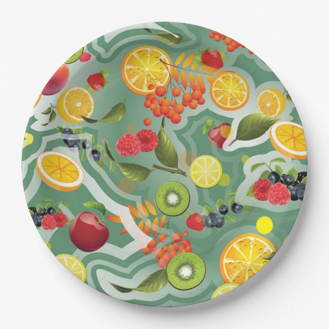 Assiettes En Carton Fruits mixtes 7 (Devant)
