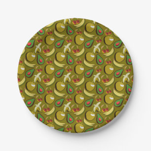 Assiettes En Carton Fruits tropicaux sans soudure motif jaune