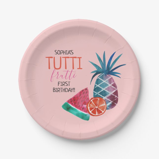 Assiettes En Carton Frutti Tutti fête d'anniversaire (Devant)