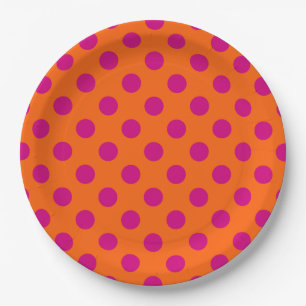 Assiettes En Carton Fuchsia pois orange