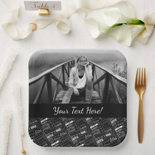 Assiettes En Carton Fun 50ème anniversaire fête Monogramme personnalis (Mariage)