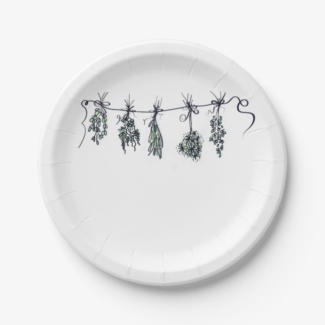 Assiettes En Carton Fun chic Garden Herbs (Devant)
