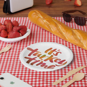 Assiettes En Carton Fun Coloré C'est Turquie Heure Thanksgiving Dîner