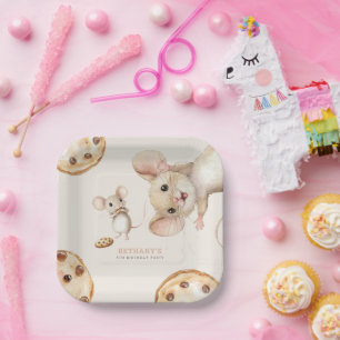 Assiettes En Carton Fun Cute Mice Cookies N'importe quel âge Anniversa