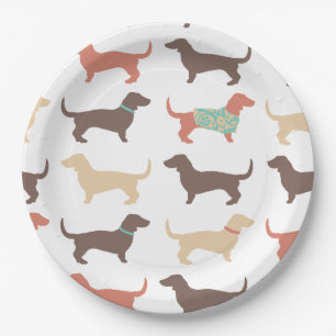 Assiettes En Carton Fun Dachshund Dog Motif
