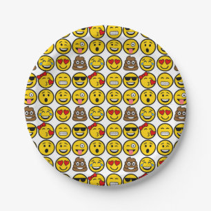 Assiettes En Carton Fun Emoji Motif Emotion Face