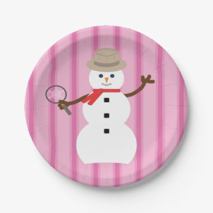 Assiettes En Carton Fun et Fancy Pink Snowman Inspecteur