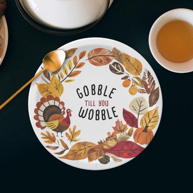 Assiettes En Carton Fun Gobble Jusqu'à ce que vous tourbillonnez Thank (Créateur téléchargé)