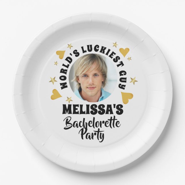 Assiettes En Carton Fun Grooms Face Photo Bacheloro Party (Devant)