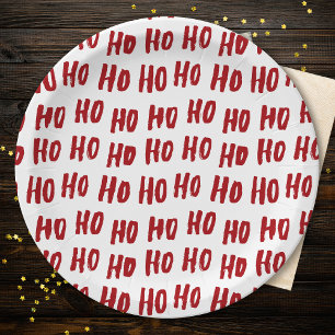 Assiettes En Carton Fun Ho Ho Ho Texte Rouge Fête Motif Noël