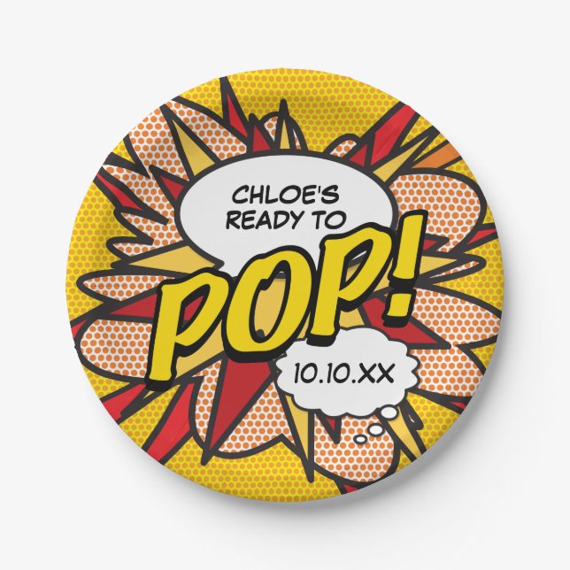 Assiettes En Carton Fun Moderne Prêt à POP Baby shower (Devant)