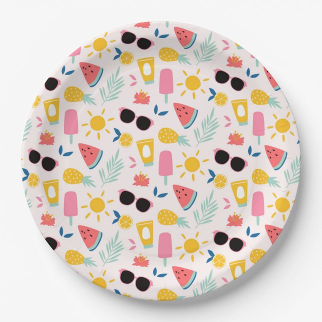 Assiettes En Carton Fun Pool d'été (Devant)