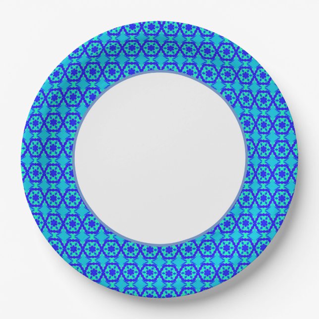 Assiettes En Carton Fun Prints Blue Dinnerware (Devant)