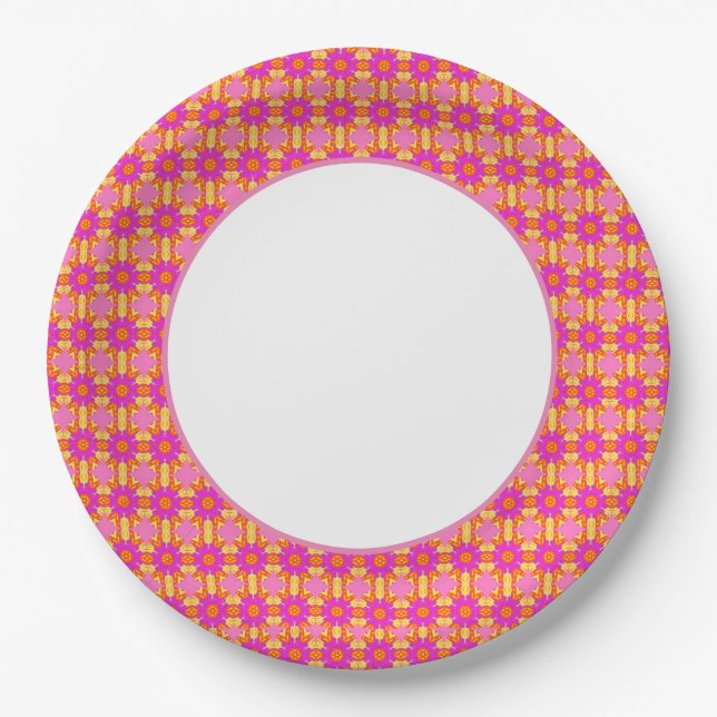 Assiettes En Carton Fun Prints Gold Pink Dinnerware (Devant)
