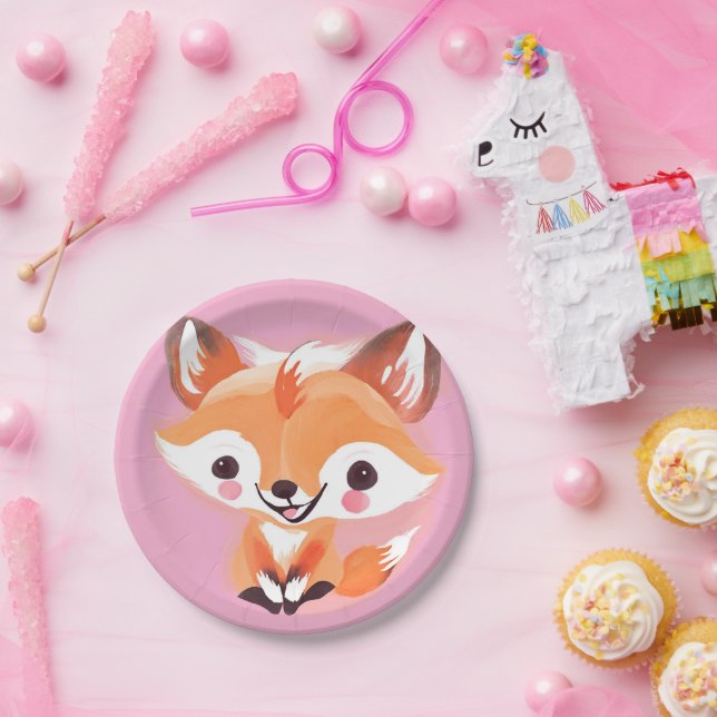 Assiettes En Carton Fun red Fox Face safari jungle sauvage fête d'anni (Fête)