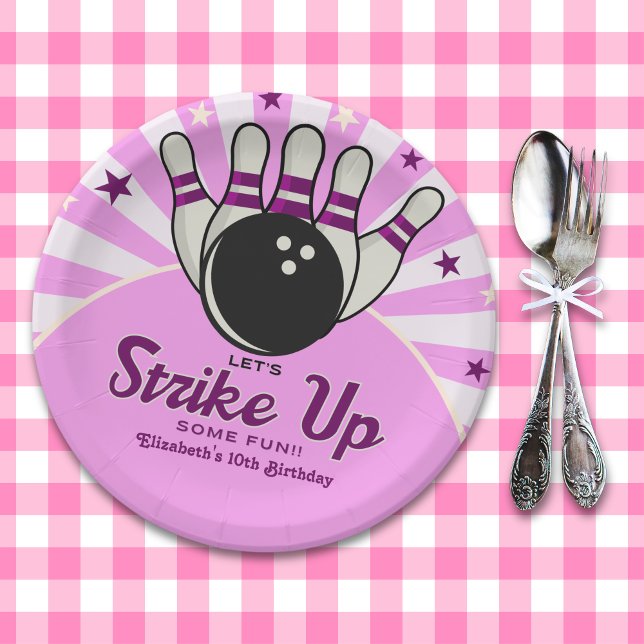 Assiettes En Carton Fun Retro Bowling Birthday Girl Party (Créateur téléchargé)