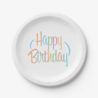 Assiettes En Carton Fun Retro Joyeux anniversaire