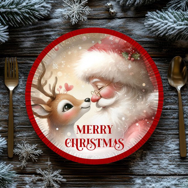 Assiettes En Carton Fun Santa Rudolph Cartoon Holiday Paper Plates (Fun Santa Rudolph Cartoon Holiday Paper Plates)
